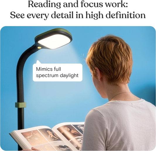 Brightech Litespan - Bright LED Floor Reading Lamp for Over Chair Crafts and Reading, Estheticians' Light for Lash Extensions, Adjustable Standing Lamp for Living Room, Bedroom, Office - Havana Brown