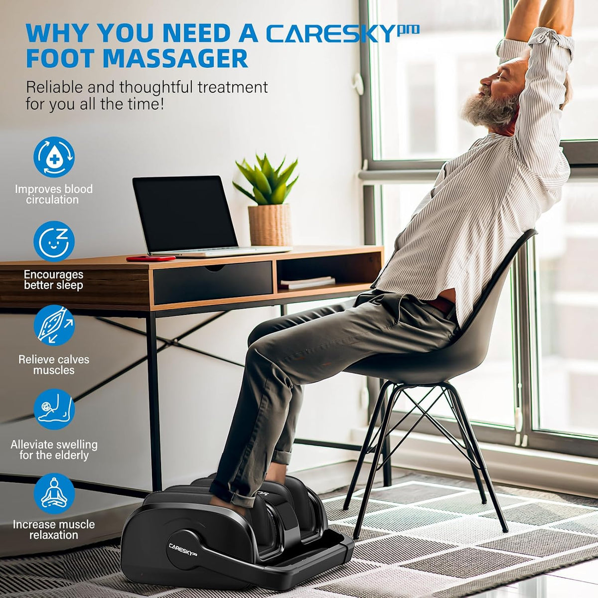 CARESKYpro HSA Eligible FSA Shiatsu Foot Massager with Heat for Neuropathy and Pain Relief, 3 Heat Therapy, 5 Intensity Deep Kneading, Rolling for Calf-Feet-Arm Relaxation, Plantar Fasciitis