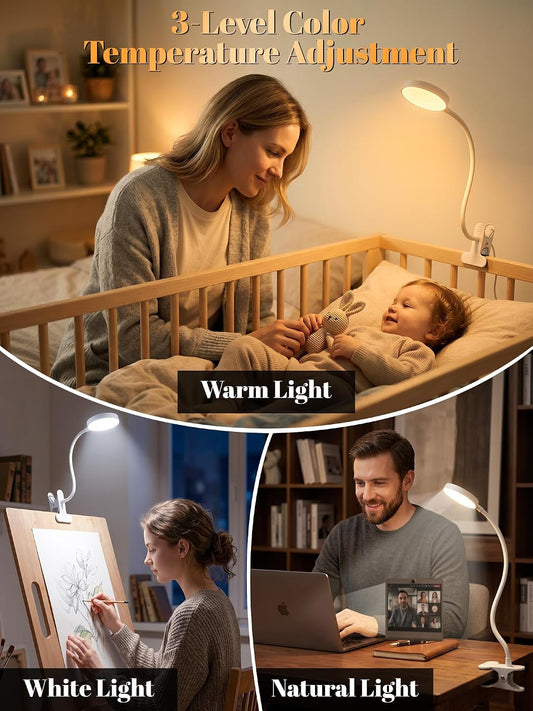 Clip on Lamp,10 RGB Colors+10 Brightness Bright Desk Lamp with Clamp Light