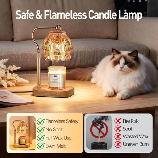 Candle Warmer Lamp with Timer Dimmer - Birthday Gift for Women Mom, Electric Wax Melter Warmer Adjustable Height for Jar Candles Housing Warming Home Decor
