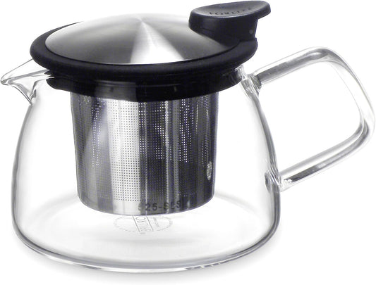 Forlife Bell Glass Teapot with Basket Infuser, 14-Ounce/430ml, White