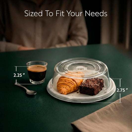 Restaurantware Cater Tek 11 Inch Polycarbonate Plate Cover 1 Shatterproof Dish Cover - Microwavable Endures Up To 210F Clear Plastic Splatter Cover With Finger Hole For 11 Inch Plates