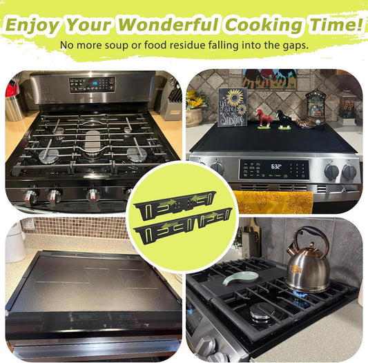 Stove Gap Covers Stainless Steel, Stove Gap Filler Between Stove and Counter, Stove Gap Guards and Range Trim Kit, Easy Retractable Length 13.8" to 27.6", Width 1", Heat-Resistant Stove Guard (2 Pack)