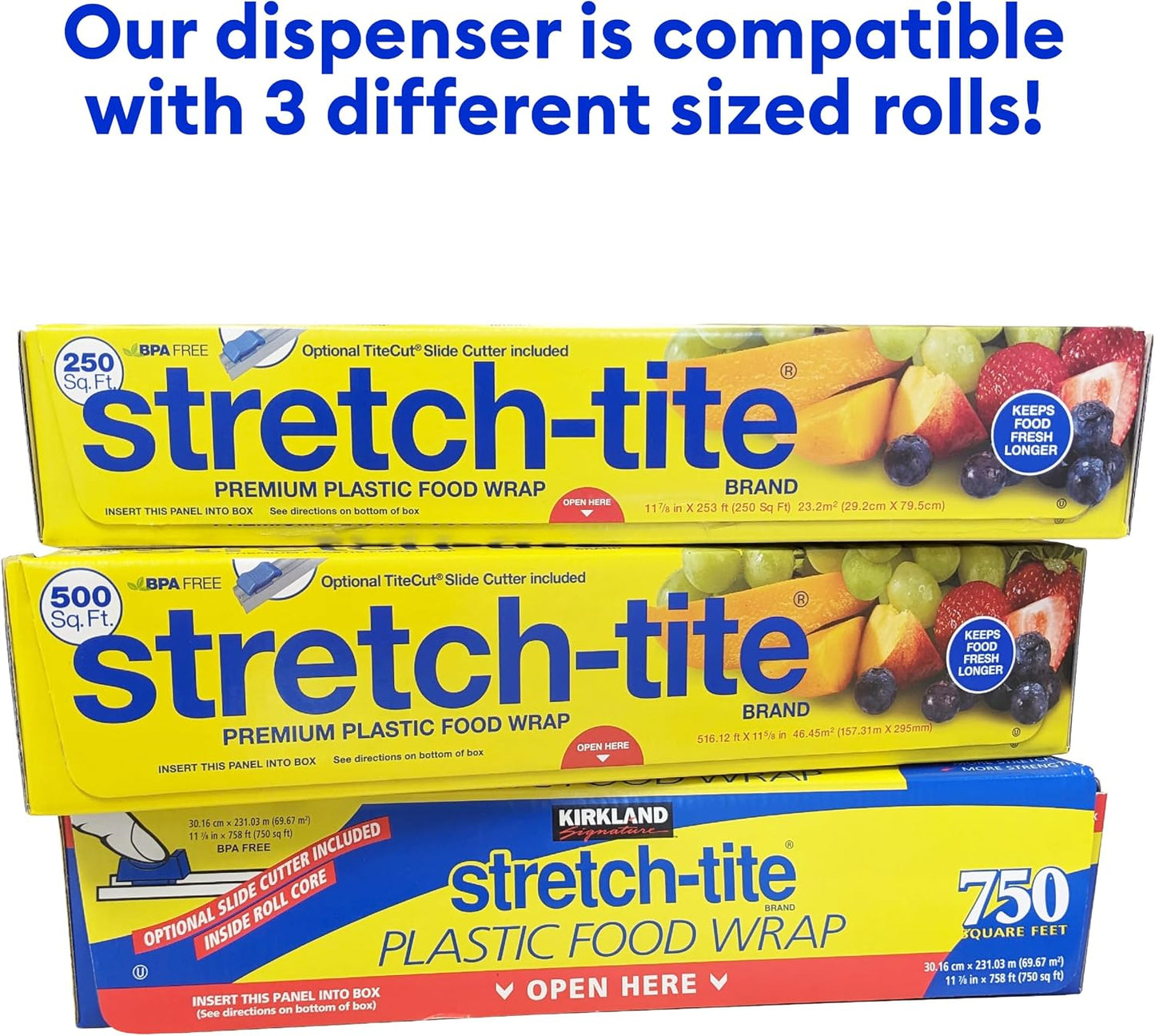 Stretch-Tite Wrap'n Snap 7500 Dispenser, Easy Refill and Cutter for Plastic Wrap