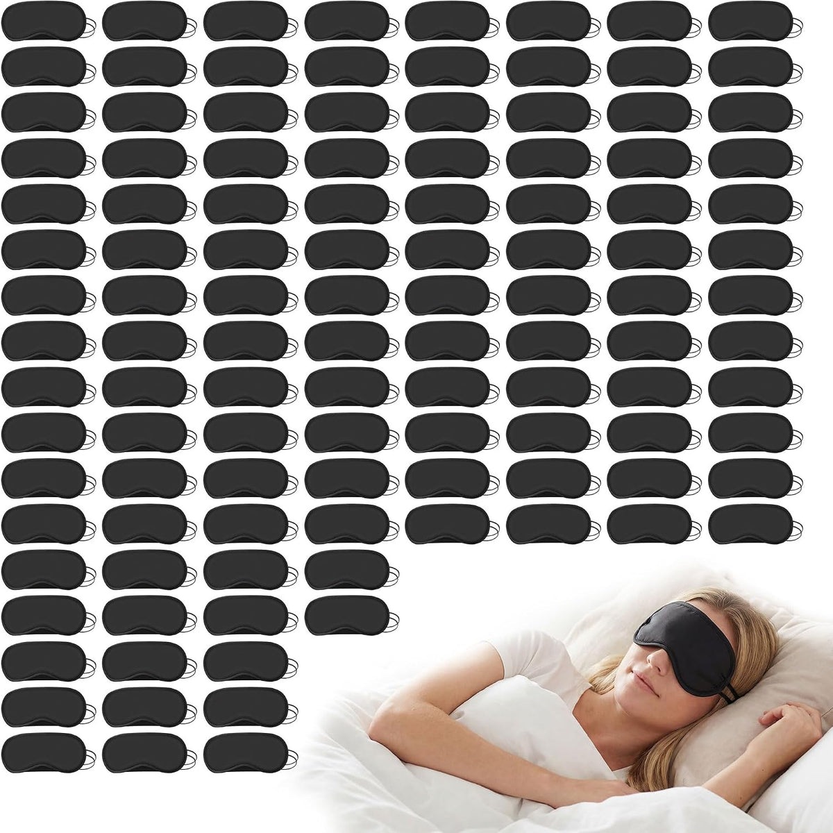 Bulk Sleep Masks, Black Eye Masks in Bulk (12-Pack)