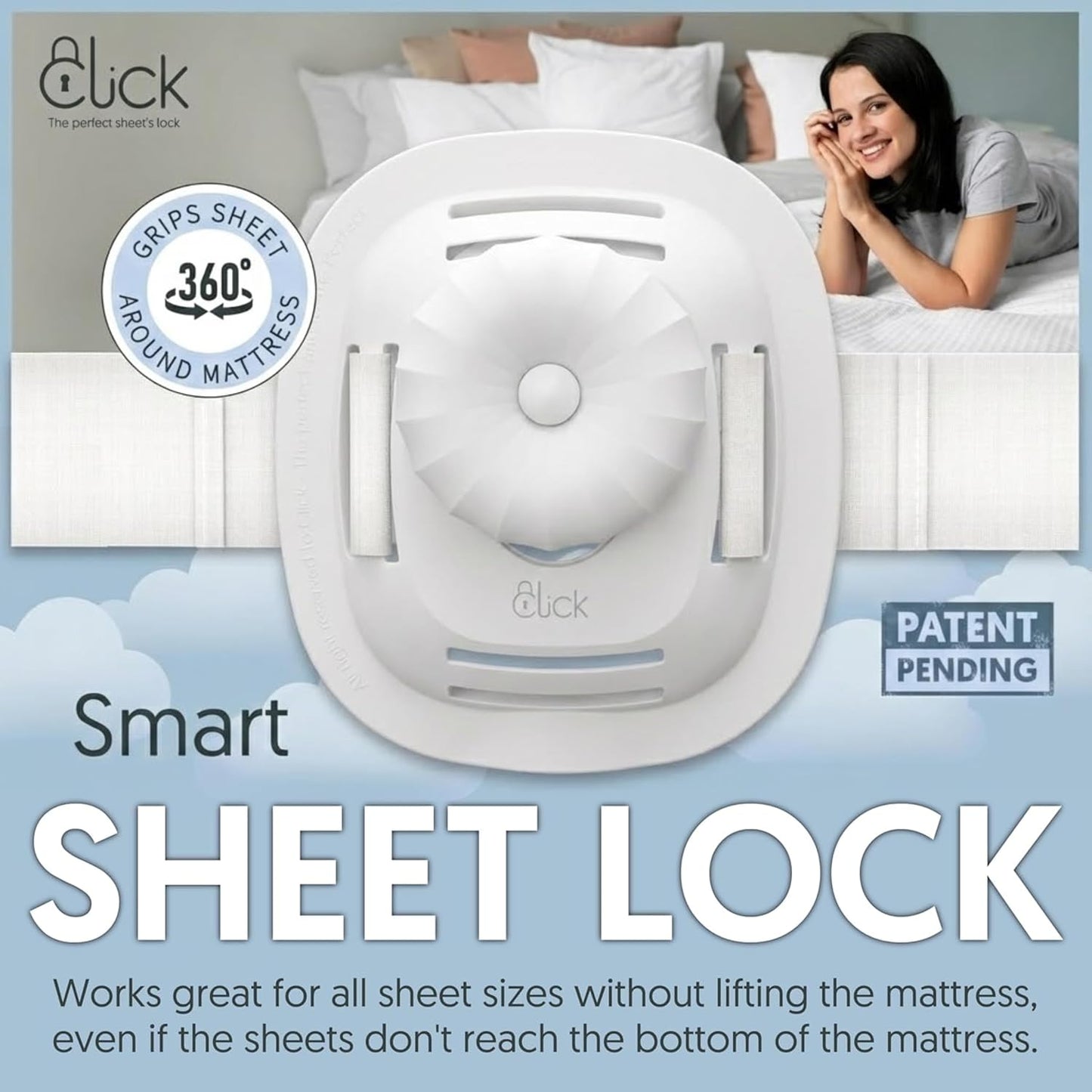 Click Bed Clips to Hold Sheets - Sheet Clips & Straps Keep Sheets in Place Firm & Tight on Single and Twin Bed, Heavy Duty Sheets Holders & Mattress Clips to Keep Sheets on Single & Twin Beds