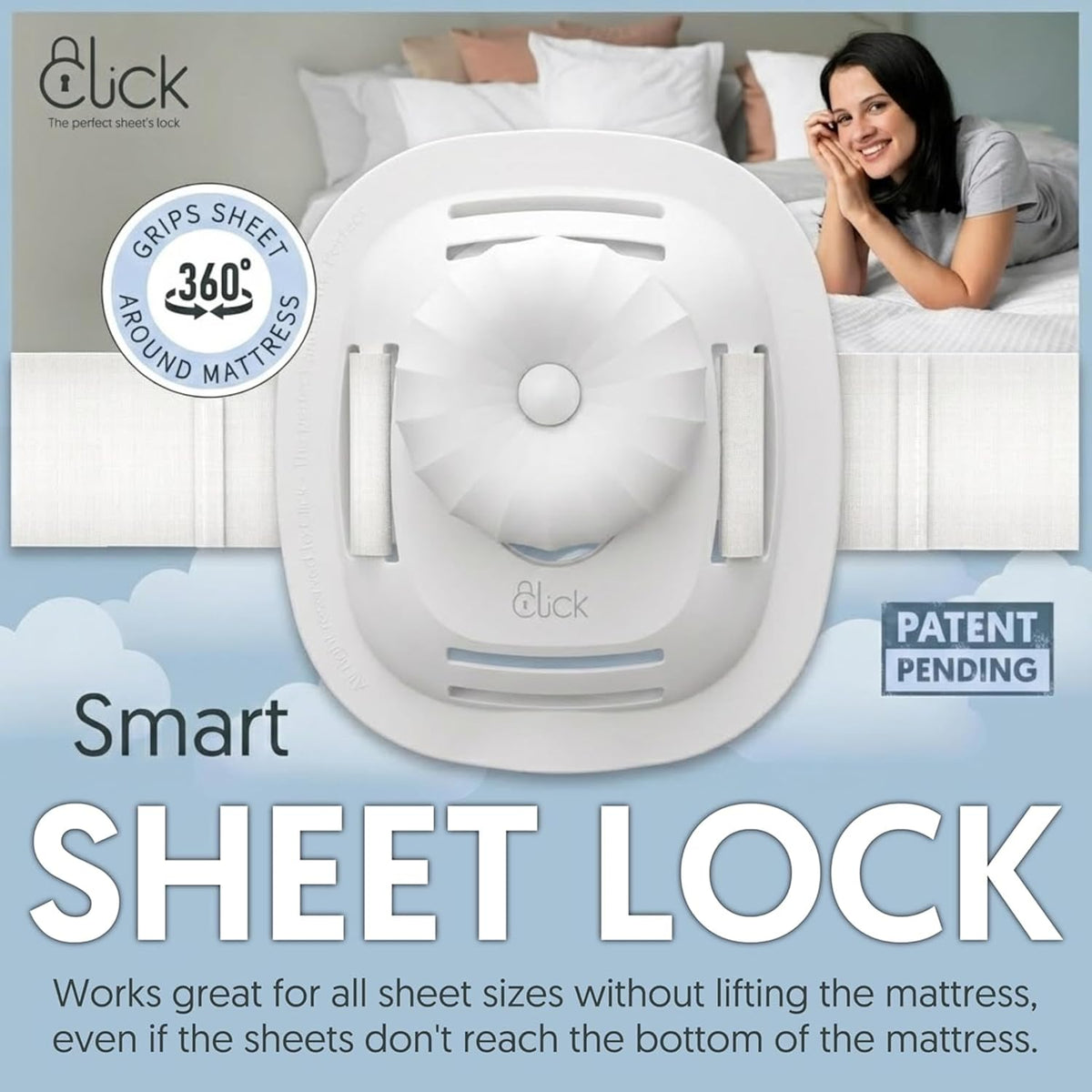 Click Bed Sheet Holder Clips & Straps Keep Sheets on Single & Twin Mattress