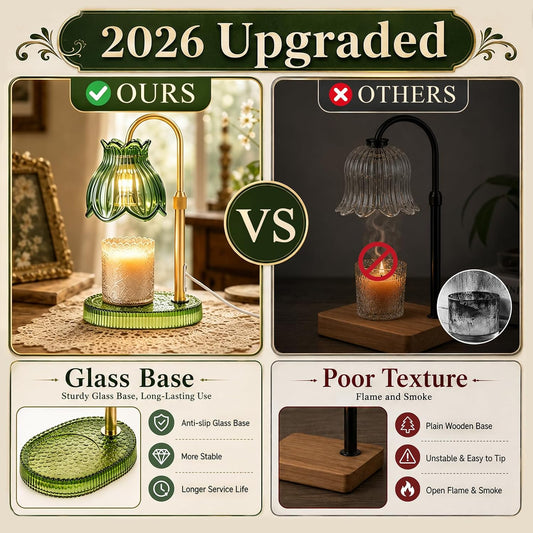 JACCAWS Candle Warmer Lamp with Timer Dimmer, Adjustable Height (Green)