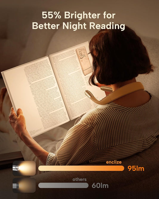 LED Neck Reading Light, Reading Light for Book in Bed, Hands Free, 3 Brightness Levels, Lightweight Comfortable Design, Long Lasting, Perfect for Knitting,Crafting,Camping,Gold Rose