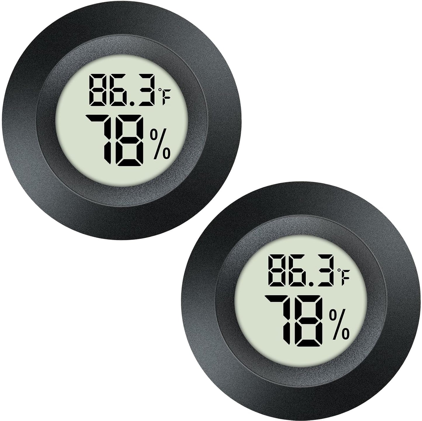 2 Pack Hygrometer Thermometer Mini Digital LCD Monitor Indoor/Outdoor Humidity Meter Gauge Temperature for Humidifiers Dehumidifiers Greenhouse Reptile Humidor Fahrenheit/Celsius(℉/℃) by QPEUIM