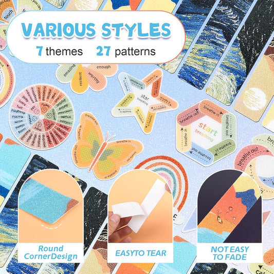 102 Pieces Sensory Stickers for Calm, 2 Texture Styles, Anxiety Relief