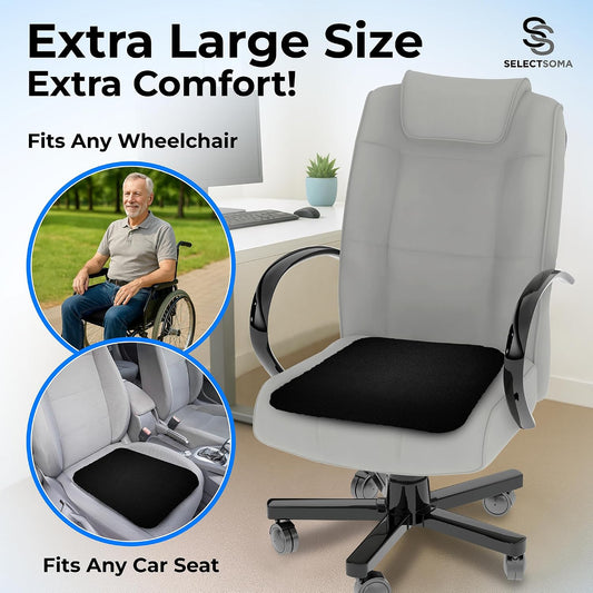 Gel Seat Cushion for Long Sitting, Pressure Relief for Sciatica, Tailbone, Coccyx & Back Pain, Office Chair, Wheelchair, Car & Truck – Standard Size Blue Gel