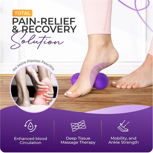 Foot Roller for Plantar Fasciitis Relief by Ground Force - Deep Tissue Silicone Foot Massager for Arch & Heel Pain, Neuropathy, Heel Spurs, Myofascial Release - Portable Recovery Tool