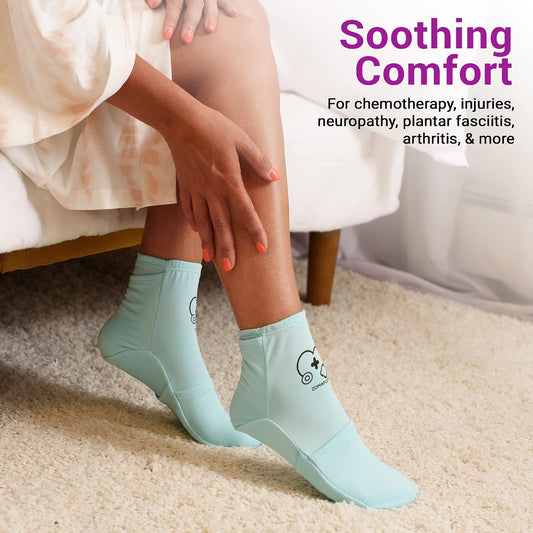 Zomaple Cold Therapy Socks for Feet with 2 Reusable Gel Ice Packs, Cooling Socks for Hot Feet & Swelling Relief, Adjustable Compression Ice Pack Wrap for Plantar Fasciitis, Neuropathy & Foot Pain