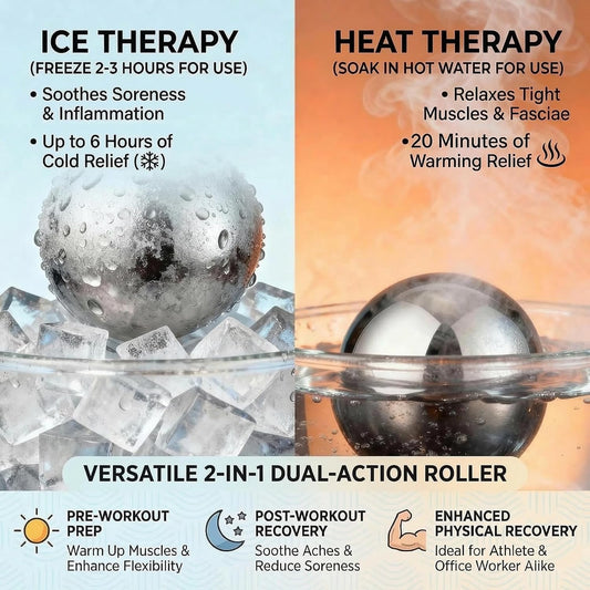 Massage Ice Roller Ball Cold & Heat Therapy Plantar Fasciitis Roller | Alleviating Shoulder, Arms, Back, Legs, Calves or Muscle Tension, Perfect for Workouts Relaxation