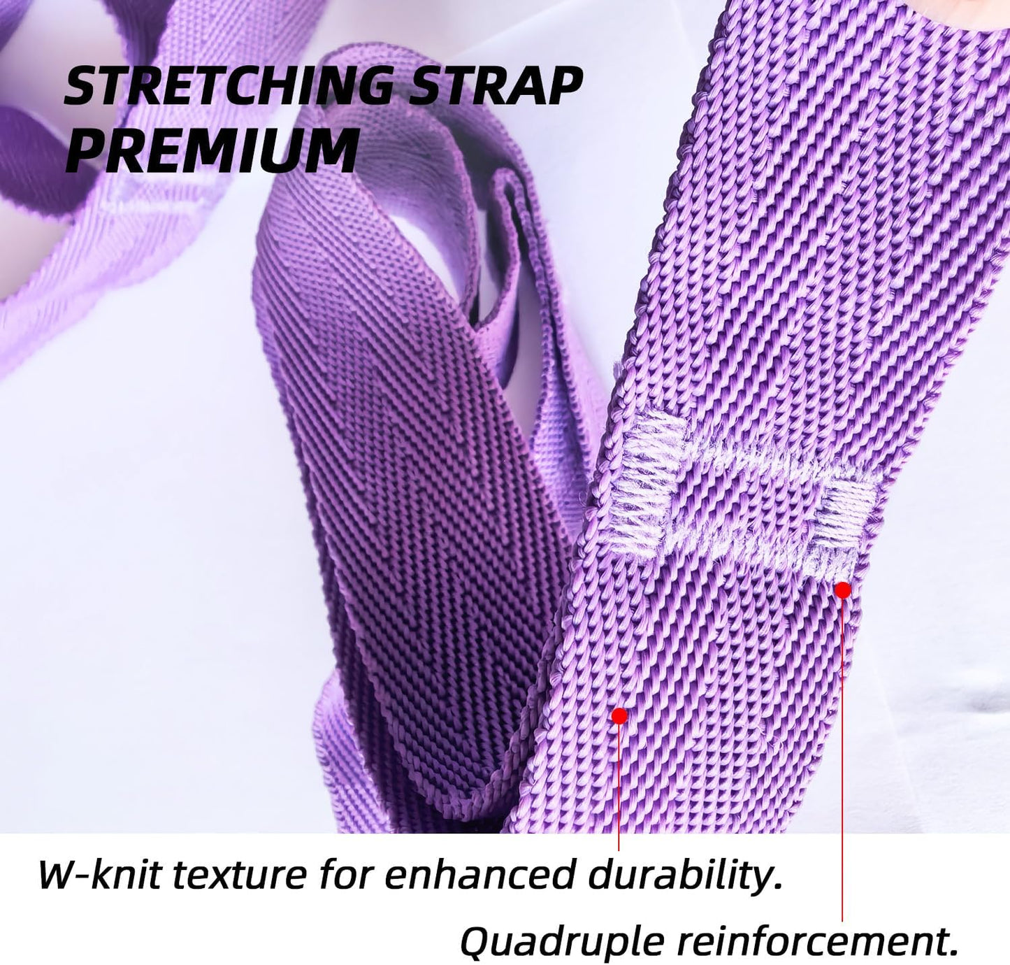 EZYA Stretching Strap with Loops, Non-Elastic Yoga Strap for Physical Therapy & Home Rehab, Mobility Exercise Strap for Pilates, Dance & Gymnastics