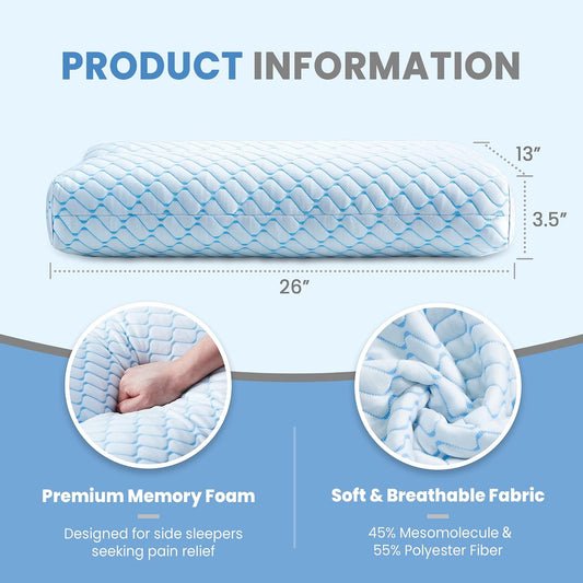 puredown® Knee Pillow for Side Sleepers, Leg Elevation Pillow for Side Sleeping, Pillow Between Legs for Aligns Spine, Support for Pregnancy Relieves Pressure Hip Leg and Improve Sleeping, Blue