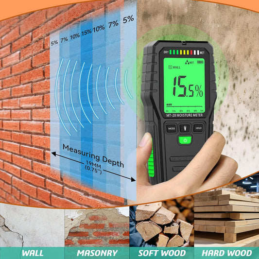 RDINSCOS Pinless Moisture Meter for Wood & Wall | Digital Moisture Detector, Flooding Detection, High Humidity Detection, For Walls, Floor, Masonry