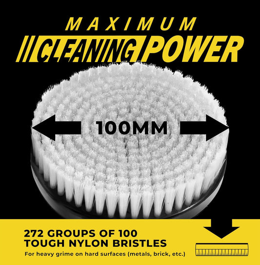 VViViD Drill Backing Plate + Power Scrub Brush Attachment, 150mm Diameter Large Surface Area, Medium-Stiffness Bristles