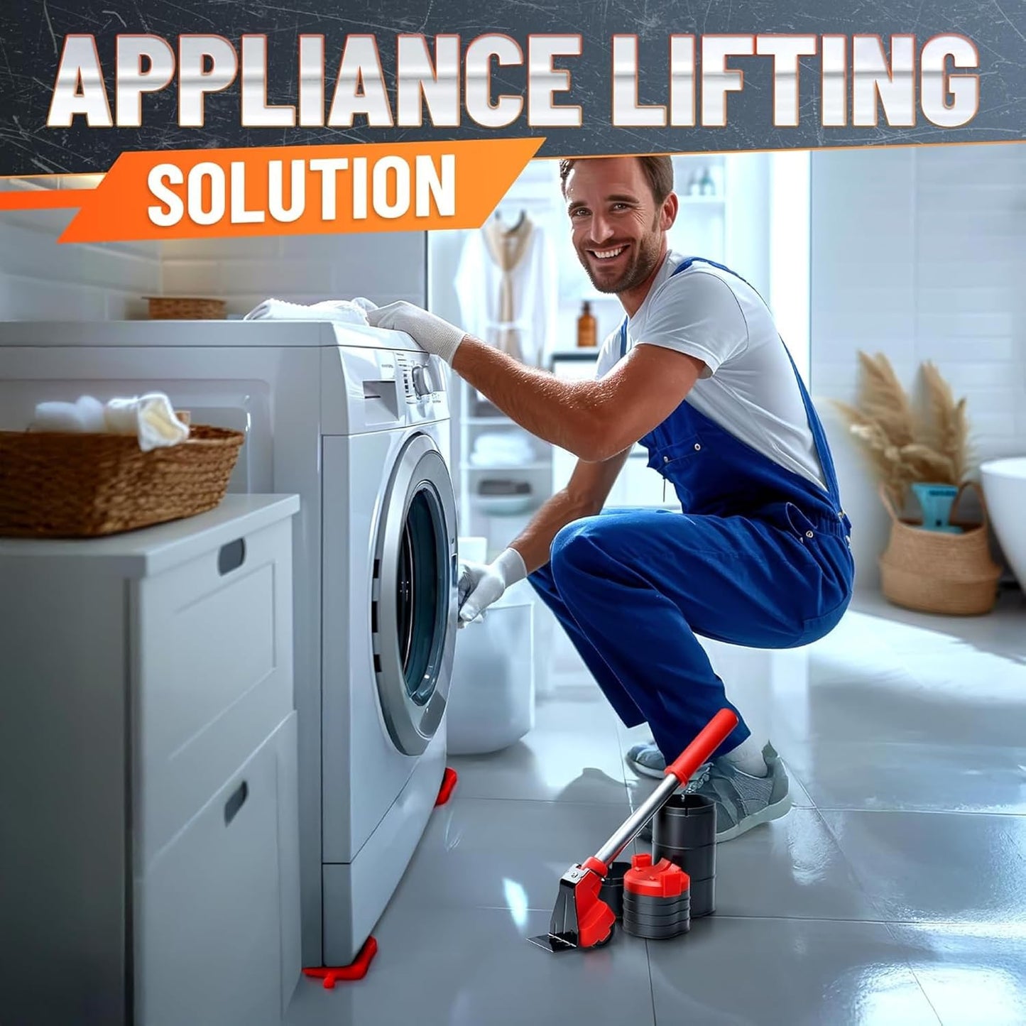 Furniture Lifter Tool with 4 Pcs Appliance Movers Sliders, 660 Lbs | Heavy Duty Furniture Moving Kit with Lifting Extender Included - Slides Refrigerators, Stoves, and Couches Across the Floor