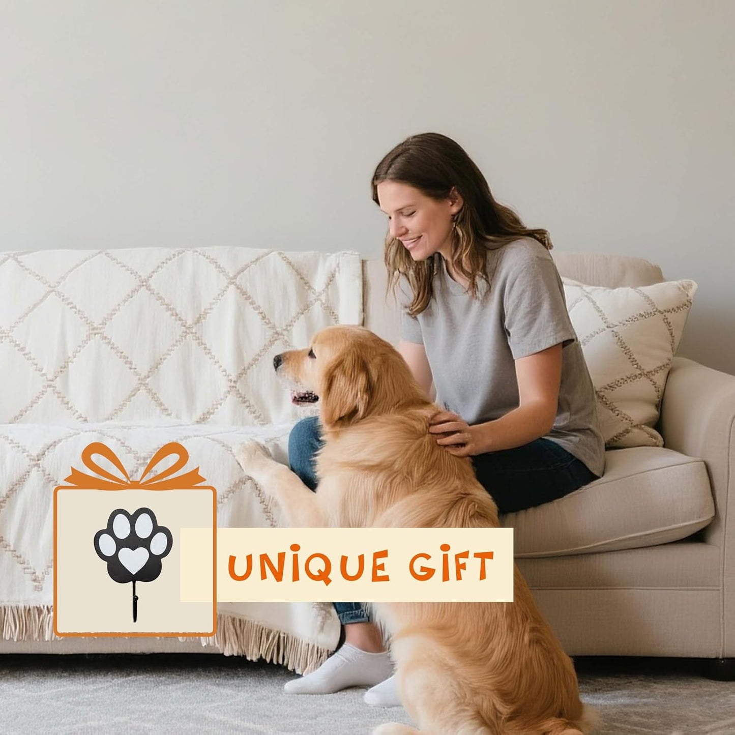 Unique Wooden Dog Leash Holder Wall Mounted, Coat and Key Hook for Wall, Dog Paw Decor for Home Living Room, Great Gifts for Cat Lovers
