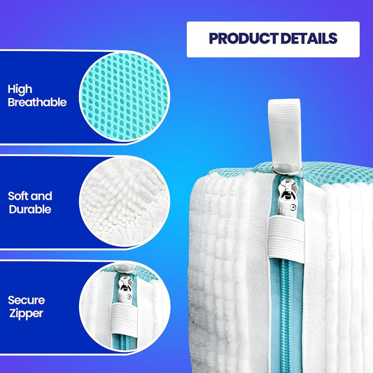 Shoe Washing Machine Bag with Brush & Trees Reusable Laundry Shoe Bag Set | 2pc Reusable Sneaker Washing Bag Kit with Zip Protection shoe cleaning bag 3k chenille material 360 deep Clean Shoe Wash Bags