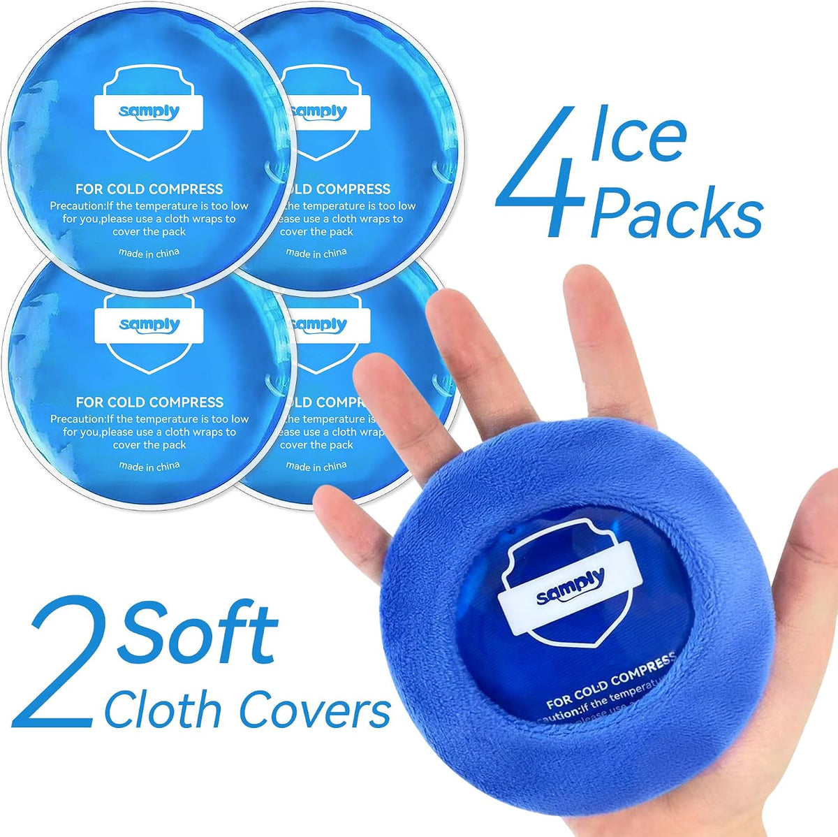 samply Small Gel Ice Packs, 5 Mini Reusable Cold Packs with 2 Covers