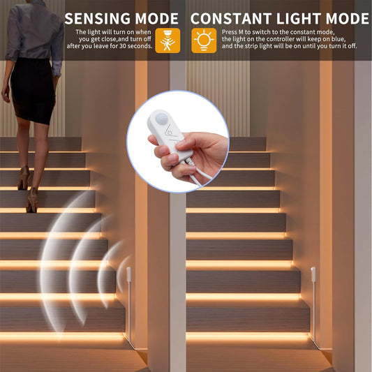 PAUTIX Dotless LED Lights,COB LED Strip Lights with Motion Sensor,5V USB Powered 2700K Warm White,Super Bright Dimmable Motion Activated,Bedroom,Cabinets,Kitchen,Stairs,Closet Indoor Lighting