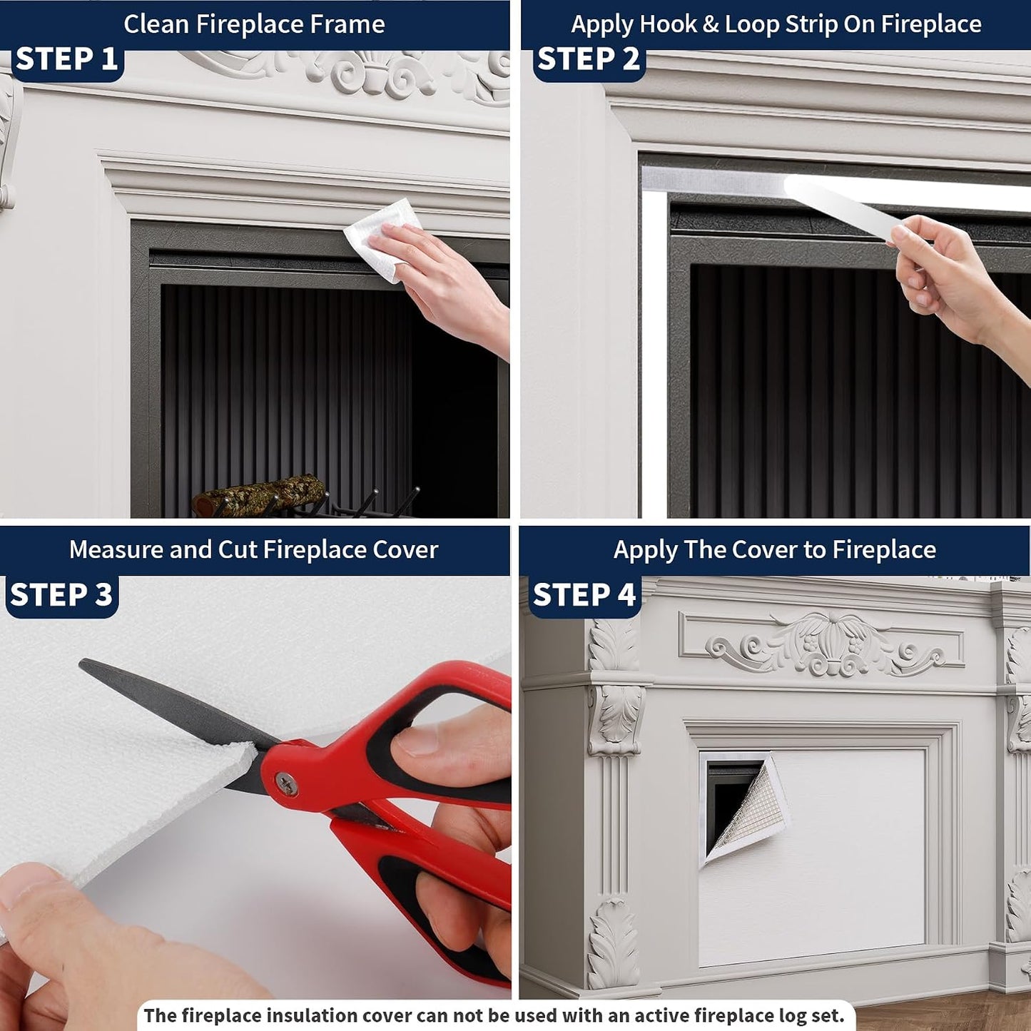 Fireplace Cover,Adjustable Size Fit Up to 39 x 55 Inch with Aluminium Foil Layer,Keep Drafts Out Stop Heat Loss,Draft Stopper Covers for Fireplace Frame Fireplace Screen