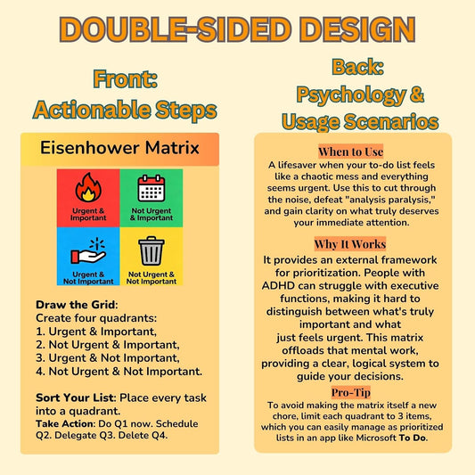 24 Double-Sided ADHD Therapy Tools & Coping Skills Cards for Adults & Teens – Executive Function, Anxiety Relief & ADHD Organization – Portable Flashcards with Digital App Suggestions