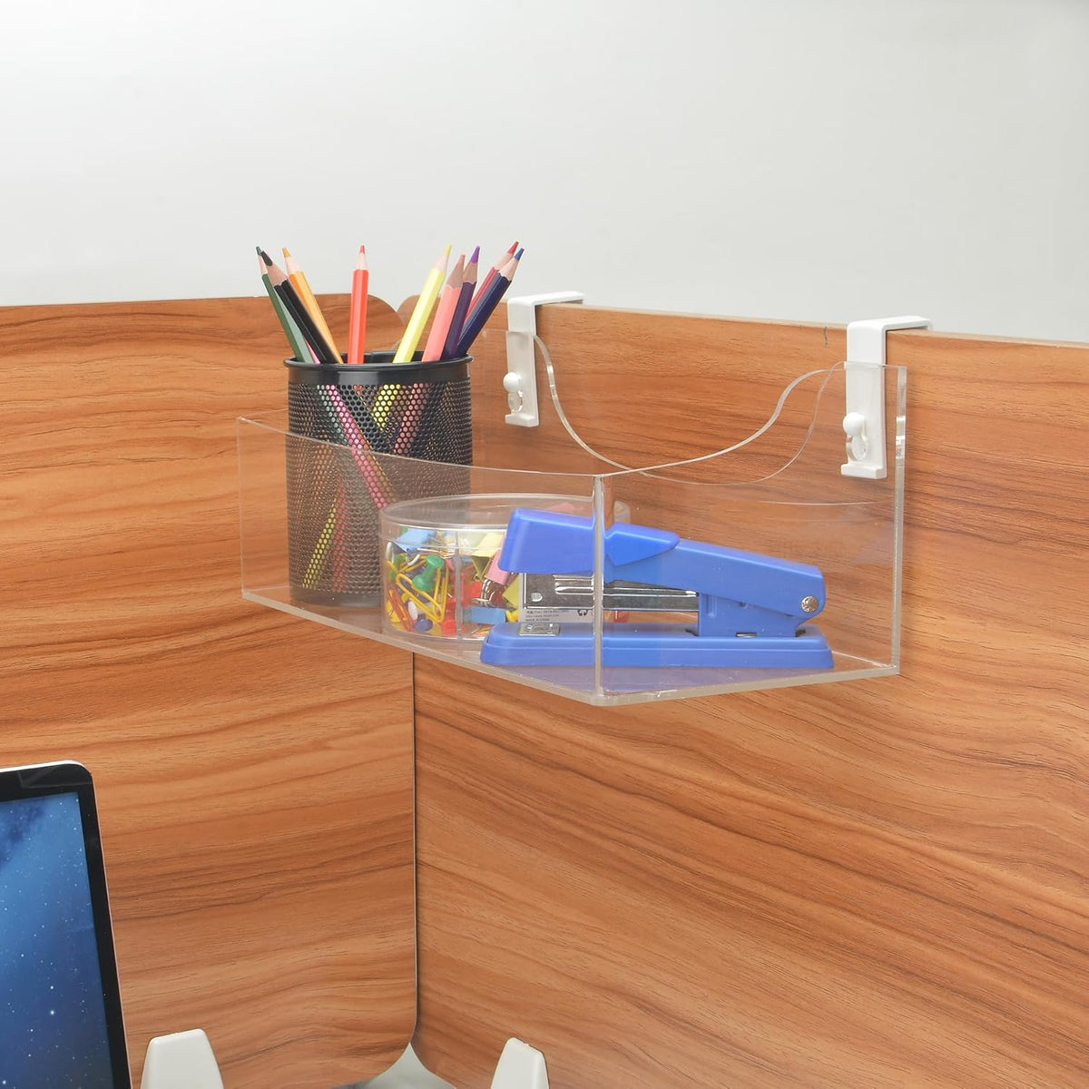 Acrylic Hanging Bedside Shelf - Multiple Purpose Bedside Caddy For Bed/Bunk Bed,Cubical Wall Shelf Storage Organizer File Holder For Home Office(Clear)