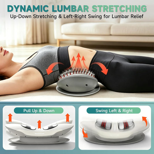 4in1 Electric Lumbar Traction Device, Back Massager for Muscle Pain Relief | 3-Level Heat, 8-Mode Electrotherapy, Vibration, Dynamic Airbag Traction, Auto Shut-Off, Home & Office Use, Muscle Relaxation