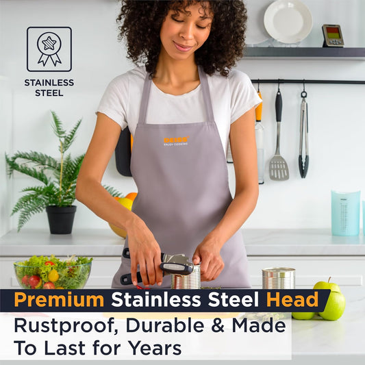 Deiss PRO Hand Held Can Opener – Smooth Edge Can Opener Manual & Bottle Opener, Heavy Duty Stainless Steel Can Openers, Effortless Turn Knob, Sharp Blade for Easy Cutting, Non-Slip Ergonomic Handle