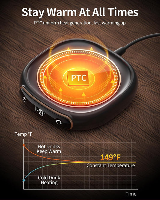 Lerat Coffee Mug Warmer, 3 Temp Settings & Auto Shut Off, Mug Warmer for Desk, Electric Beverage Warmer for Coffee/Tea/Milk in Your Home & Office, Coffee Gifts for Women Men Parents (No Cup)