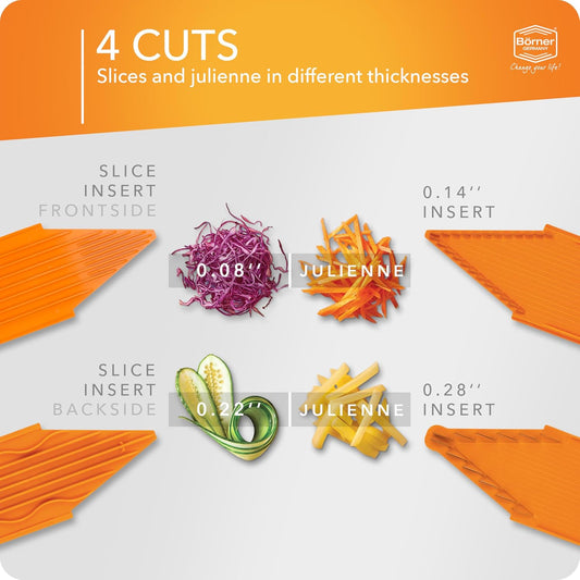 Mandoline Food Slicer Börner V3 (Starter Set) by Reston Lloyd • V-Slicer with Blade Storage & Safety Food Holder • Made in Germany • Fruit & Vegetable Chopper • Multiple Settings: White