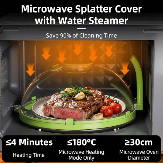 Microwave Splatter Cover with Water Steamer and Vent Hole, BPA-Free, 11.22" | Microwave Cover for Food, Plastic Splatter Guard for Microwave to Keeps Food Soft and Moist and Microwave Clean and Tidy