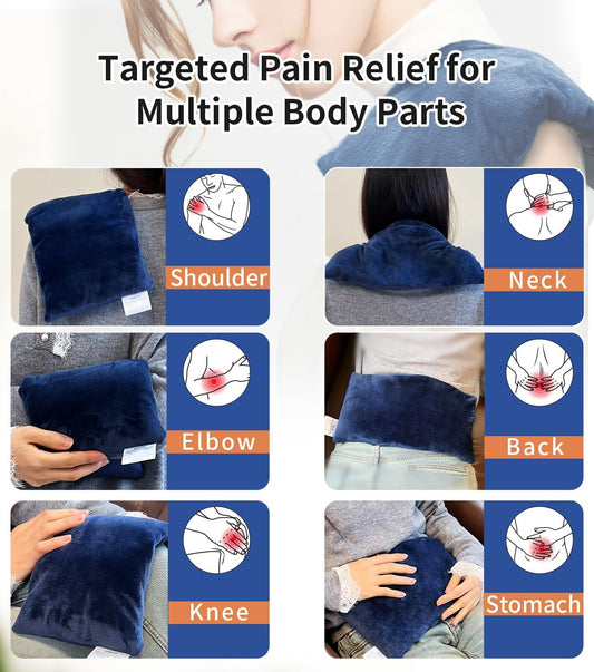 Microwavable Heating Pad with Washable Cover 13x7 Inch Flaxseed Microwave Hot Pack, Lavender Scent, Moist Warm Compress for Relaxation, Non-Electric & Portable