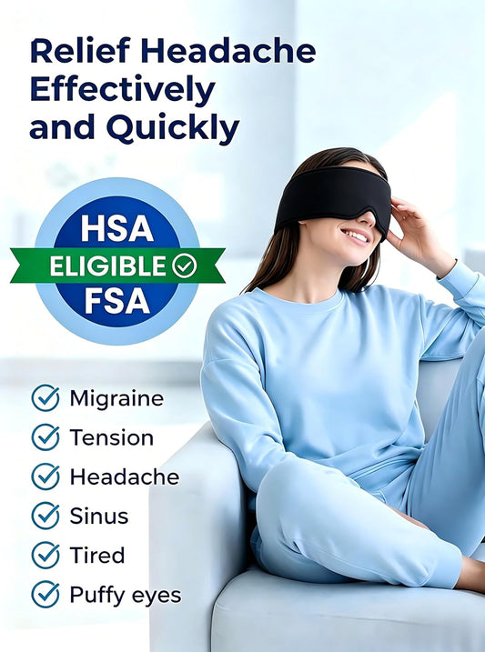 Cooling Gel Eye Mask for Puffy Eyes, Migraine & Headache Relief, Full Eye-Area Cold Compress for Eyes & Temples, FSA Eligible HSA Reusable Eye Ice Pack for Swelling & Post-Surgery Recovery