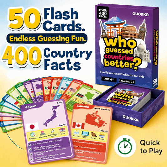 Who Guess It Better Countries - Geography Learning Card Set, 50 Cards
