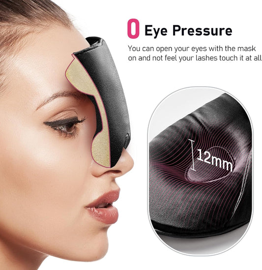 LitBear 100% 22 Momme Mulberry Silk Sleep Mask - 3D Contoured, Black