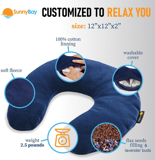 SunnyBay Microwave Heating Pad, Microwavable Heated Neck Pillow for Moist Hot Therapy, Aromatherapy Heated Neck and Shoulder Wrap with Flaxseed and Lavender Filling, 2.5 lbs, Purple