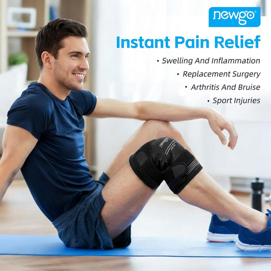 NEWGO Ice Pack for Knees Injuries Reusable, 360° Full Wrap, 2 Pack, Blue | Y-shaped Strap Stays Put, Reusable for Knee Replacement, ACL, Arthritis, Swelling, and Sports Injuries, 21.7" x 9.8"