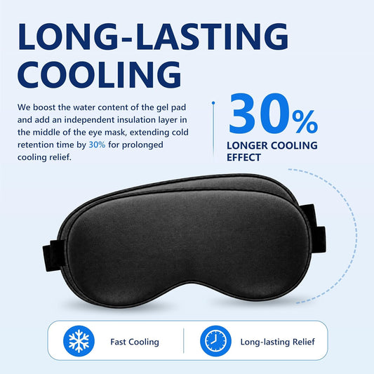 2 Pack Cooling Eye Mask for Migraine Relief, Gel Ice Eye Mask for Puffy Eyes, Dark Circles, Eye Fatigue & Stress – Reusable Cold Compress Weighted Sleep Mask for Men & Women (Black & Black)