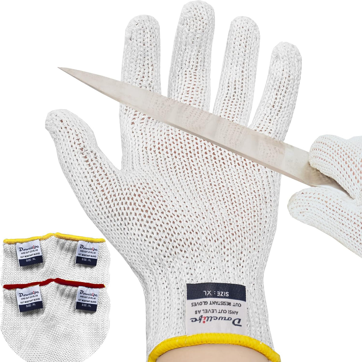 Dowellife Cut Resistant Gloves A9 Maximum Protection - Food Grade Kitchen & Chef Gloves for Food Prep, Knife Cutting, Mandoline Slicing, Butcher, Oyster Shucking, Fish Handling (Medium)