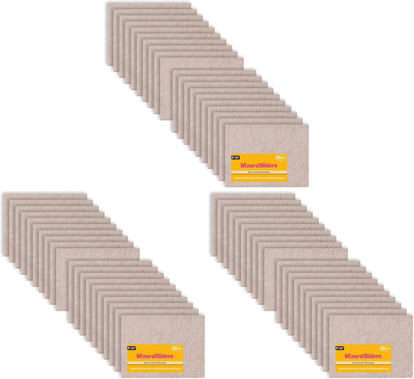 Felt Furniture Pads Self-Adhesive for Hardwood Floors, 8pcs 8" x 6" x 1/5" Cuttable Furniture Pads Square Furniture Movers, Floor Protector Cut into Any Shape, Beige
