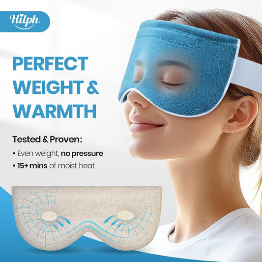 3D Heated Eye Mask for Dry Eyes,Microwavable Moist Heat Eye Compress | Flaxseed & Clay Beads Filling, Warm Compress for Blepharitis Stye Sinus Relief, Dark Circles Puffiness, Washable Cover