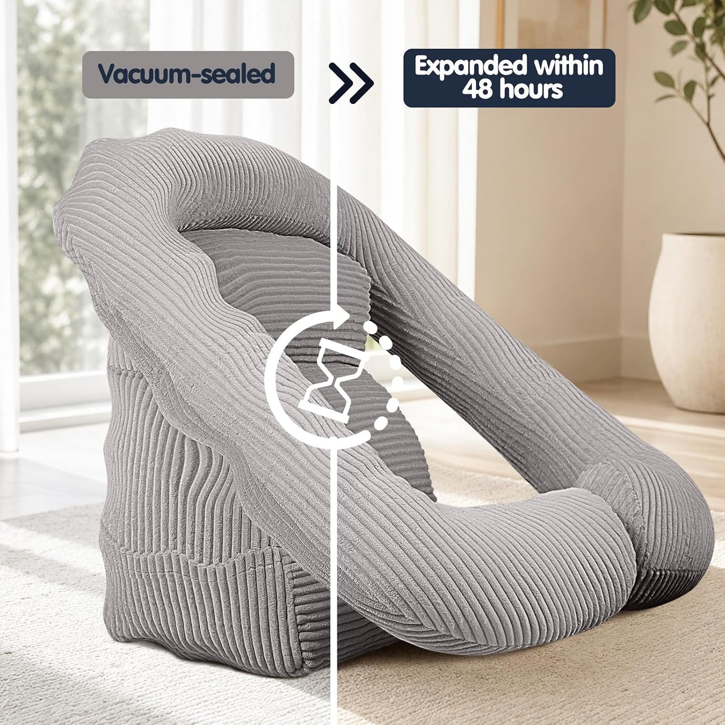 Reading Pillow for Bed, Backrest Pillow with Arms for Adult | Bed Pillow for Sitting Up, Back Support Pillows for Sleeping, Reading and Gaming with Shredded Memory Foam, Gray