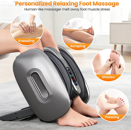 Foot Massager with Heat & Cold for Feet, Leg and Arm, Gift for Men & Women | 4 Modes & 6 Intensities,Deep Kneading & Vibration,Adjustable Angle,Fits Men Size 12,Washable Liners,Auto-Off