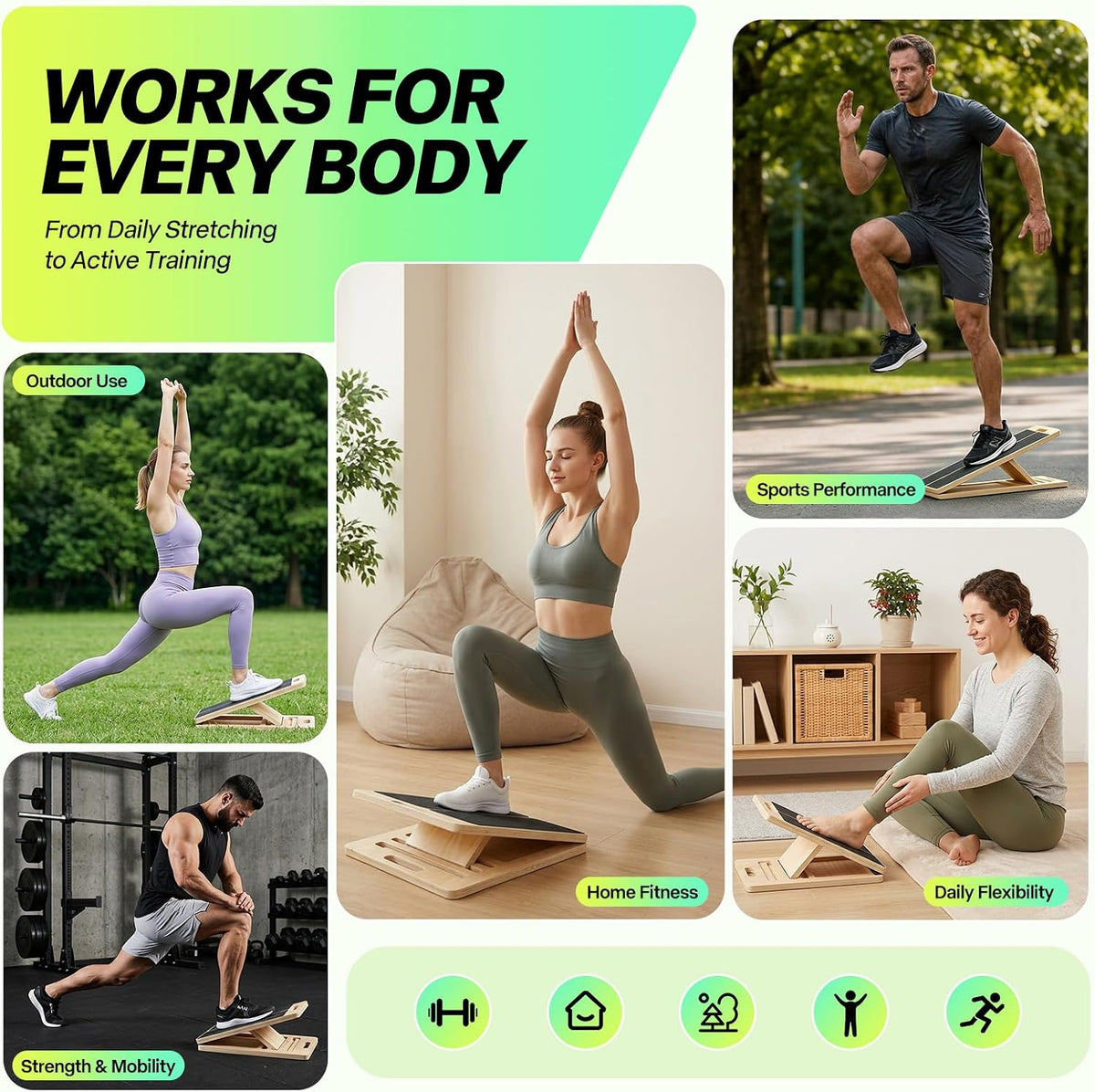 Slant Board, Adjustable Calf Stretch Board for Ankle Mobility