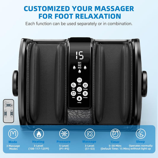 HSA Eligible FSA Shiatsu Foot Massager with Heat for Neuropathy and Pain Relief, 3 Heat Therapy, 5 Intensity Deep Kneading, Rolling for Calf-Feet-Arm Relaxation, Plantar Fasciitis